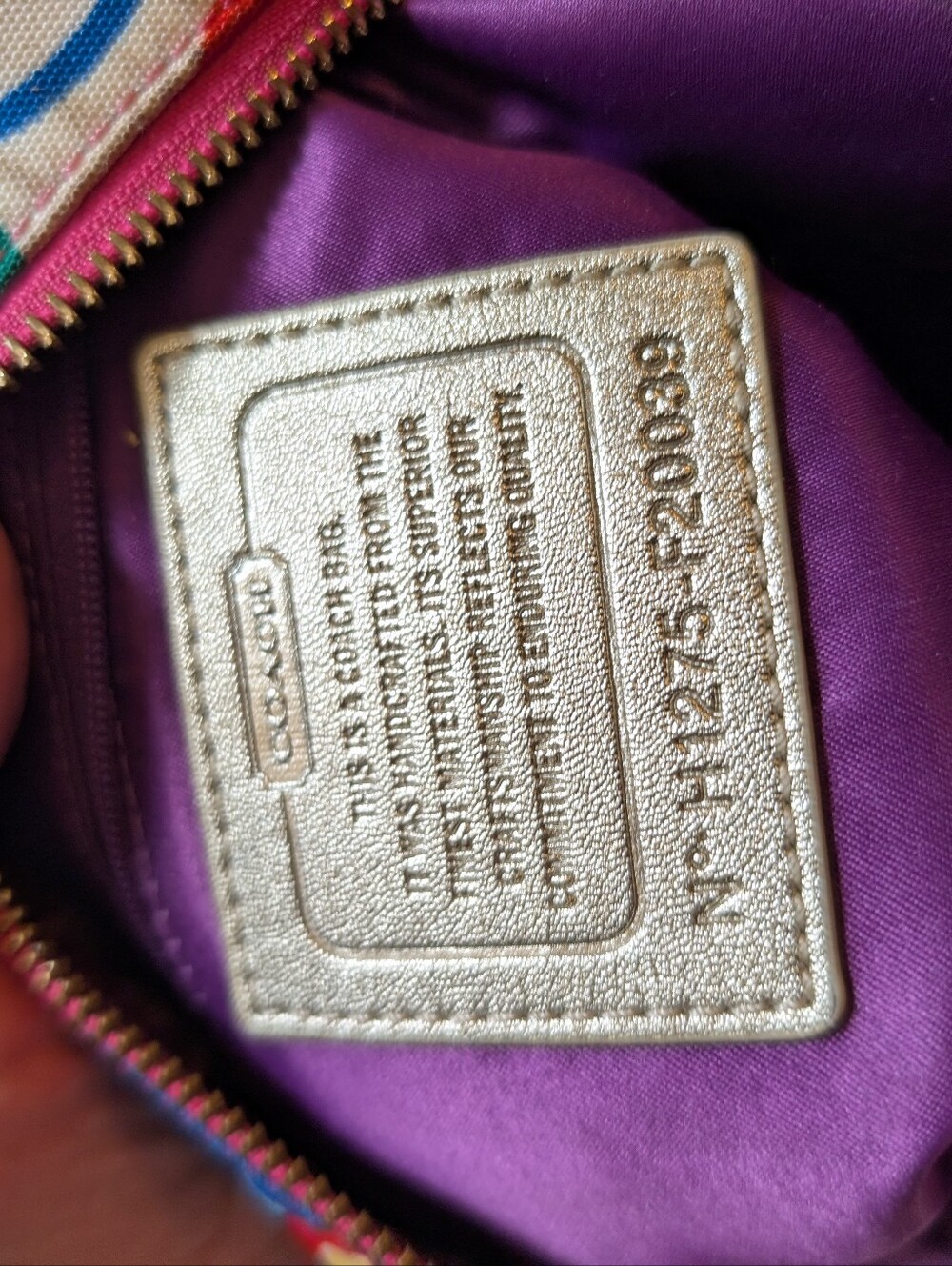 Coach Poppy Multicolor Signature Pattern Crossbody Bag in Gold Trim - Picture 14 of 15